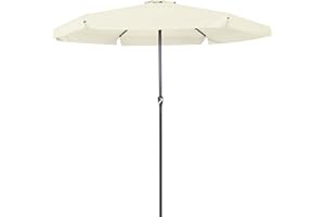 Kingsleeve® Sonnenschirm 330cm UV Schutz 80+ Kurbel Schutzhülle Alu Groß Rund Balkon Terrasse Garten Balkonschirm Kurbelschirm Marktschirm Beige