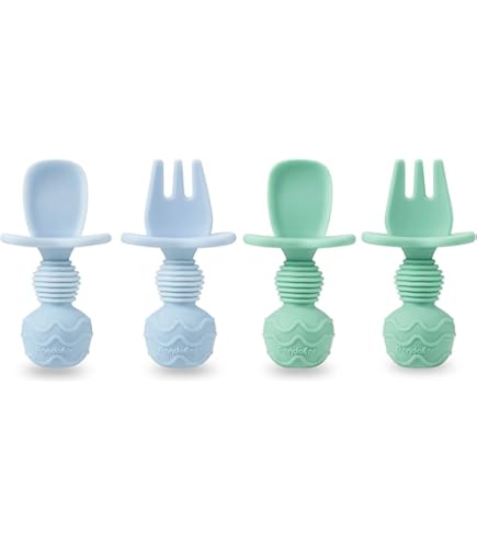 Set 6 Cucchiai E Forchette In Silicone Per Bambini - Svezzamento Autonomo - Anti-soffocamento - Dai 3 Mesi