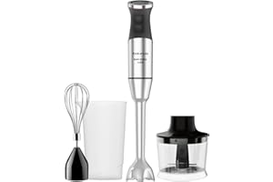 Taurus – Batidora de Mano 1500W | 20 velocidades + TURBO| Cuchillas Inox| Campana Antisalpicaduras| Ergonómica| Libre BPA| Apta Lavavajillas| Pica Hielo | 3 Accesorios