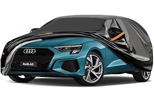GUNHYI 7 Layers Heavy Duty Hatchback Car Cover Waterproof 100%, Custom Fit For Audi A3 2013-2024, All Weather Outdoor Car Cover Sun Rain Dust Protection, With Zip And Cotton Lined, Black