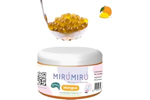 MiruMiru - POPPING BOBA ORIGINALE per Bubble Tea - Molti sapori - 140 g - senza coloranti artificiali, meno zucchero, 100% VEGETALIANO e SENZA GLUTINE (mango)