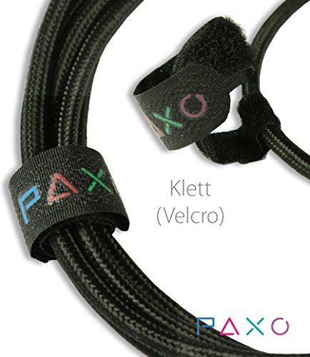 2 x 3m Nylon USB Verlängerung A-A schwarz, / USB Verlängerungskabel, Goldstecker, geflochtenes Kabel (braided), mit Kabelklett - 3