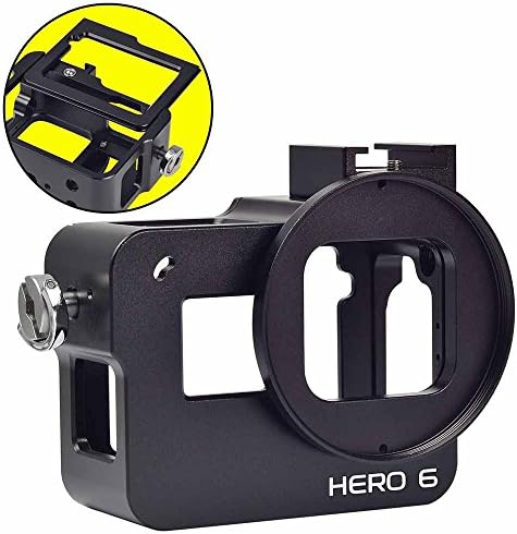 Gran Voo GP White Protective Case with Back Cover Housing Black with Black Aluminium Alloy for GOPRO HERO6