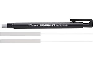 Tombow Mono Zero - Gomma a penna, ricaricabile, punta squadrata, 2,5 x 5 mm, Nero + ricarica., Radierstift (eckige Spitze)
