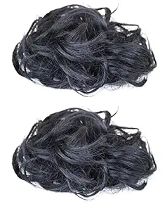 Kabello Synthetics Curly Messy Bun Hair Scrunchie Wigs Extensions For Hairdressing 2 Pcs Black