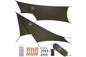 Onewind Sześciokątna plandeka kempingowa, wodoodporna i lekka, na kemping, do wędrówek z plecakiem i wędrówek, zielona OD