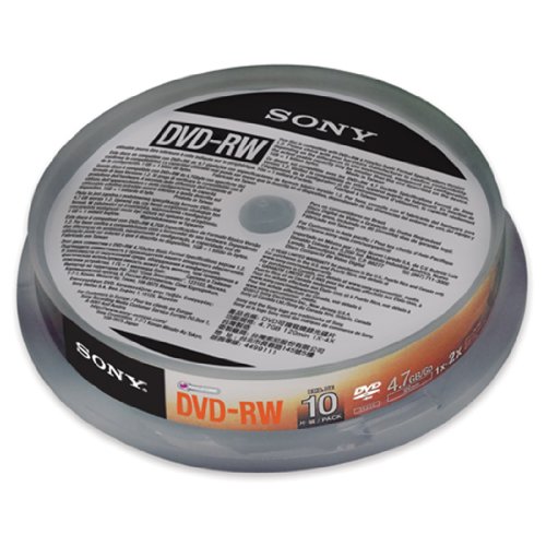 Sony 10DMW47SP DVD-RW Rohlinge (1x-2x Speed, 4,7GB, 120 Min, 10-er Stück Spindel)