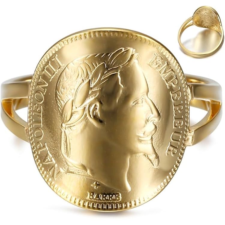 Bague Chevalière Ovale Dorée à L'aigle Impérial Napoléon - Taille 60, Fantaisie, Neuf Avec étiquettes