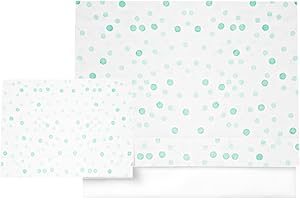 VARIOUS Vari - Set di biancheria da letto per lettino, 60 x 120 cm, 100% cotone extra morbido, prodotto in Europa, (parte inferiore + lenzuolo + federa) stampa luna, verde/bianco