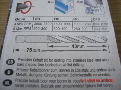 Piranha HSS-E Kobalt Hi-Tech Metallbohrer, für alle Metallarten, 4mm Bohrdurchmesser, 75mm Gesamtlänge, 1 Stück, X50092 - 2