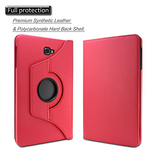Samsung Galaxy Tab A 10.1 Hülle Case, Infiland PU Ledertasche lederhülle 360° Drehbarer Stand Smart Cover Case Schutzhülle Tasche Etui für Samsung Galaxy Tab A 10.1 Zoll (2016) Tablet-PC(mit Auto Schlaf / Wach Funktion)(Rot) - 3