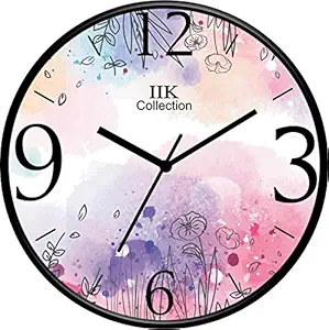 IIK COLLECTION Designer Home/Kitchen/Living Room/Bedroom/Office Plastic Analogue Abstract Round Wall Clock with Glass (28 x 28 x 6 Cm) White