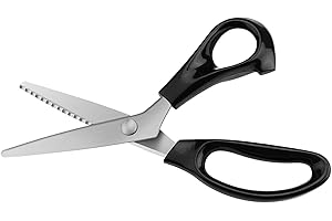 Fixinus Forbici per tessuto a zigzag, 23,5 cm, professionali, forbici da sartoria, in acciaio inox, manico nero, forbici affilate per tagliare tessuto, vestiti, tessuti, cucito, carta, fai da te