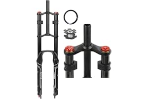 RUJIXU Mountain Bike Front Suspension Fork 26 27.5 29 Inch Disc Brake Air Down Hill Fork 1-1/8" Straight 1-1/2" Tapered Mtb Triple Tree Bike Fork Travel 135mm Quick Release 2440g