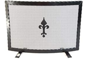 CRUCCOLINI MARTELLATO- PARASCINTILLE CURVO IN FERRO BATTUTO PER CAMINO CM 60