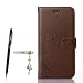 Produktbild Huawei P9 Hülle, Huawei P9 Schutzhülle, Alfort 3 in 1 Lederhülle Fashion Design Premium PU Leder Hohe Qualität Tasche Case Cover Kasten Abdeckung Wallet für Huawei P9 5.2" Smartphone Funktion Standfunktion Unterstützte Telefone und Magnetverschluss mit Schmetterling ( Dunkelbraun ) + Alfort Schwarz Stylus Pen + Netter Staub Stecker