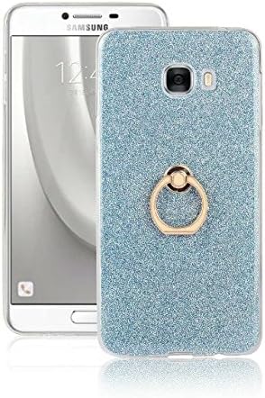 WKAE Samsung Galaxy C7 Case, shimmering powder Premium Bling Style Ring Holder TPU Stand Back Case for Samsung Galaxy C7 ( Color : Blue )