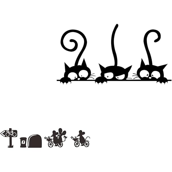 Adesivi Murali Gatti Love - Decorazione Parete A Forma Di Cuore - Set 4 Pezzi 11x15cm - Nero - Foto 6