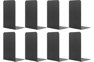 MSDADA Podpórki na książki z metalu, 4 pary podstawek na książki dla dzieci, regał na książki do szkoły, domu, biura, biblioteki, dekoracyjny prezent na Dzień Dziecka, kolor czarny