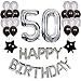 Produktbild Yoart 50. Geburtstag Dekorationen schwarz und Silber Party Decor für Männer, Alles Gute zum Geburtstag Brief Ballons Banner 40 Zoll Anzahl Folienballons und 20 Stück Latex Ballons