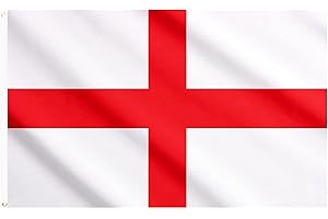 AhfuLife 1pcs England St Georges Flag for St. George's Day Decorations, 5ft x 3ft Large Flags Double Side with Brass Eyelets for Rugby Football World Cup Six Nations Garden Street Party Decor