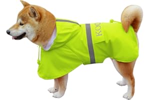 KOOGAL Imperméables pour Chiens avec Capuchon Impermeable Chien, Manteau Chien Imperméable, ultraléger et aéré avec Bandes réfléchissantes pour Chiens Moyens à Grands (Vert Fluorescent, 3XL)