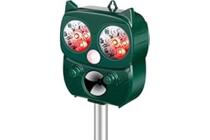 GOUSHY Professionale Repellente Gatti,Ultrasonico Solare Alimentato Animale Deterrente per Giardino Piccioni, Uccelli, Topi,Volpi, 5 Modalità Regolabili,Impermeabile Dissuasore Per Gatti Ultrasuoni