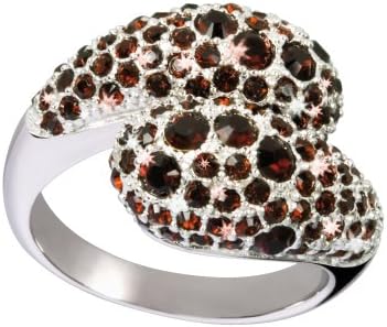 Glamour World Ring 925 Sterling Silver with Swarovski Crystals, Mocha