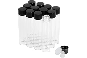 CADBIBE Trasparente Fiale di Vetro da 7 ml con Tappi a Vite e Tappi di Plastica, Flacone del Campione di Liquido Piccolo, Flacone a Prova di Perdite, 12 Pezzi