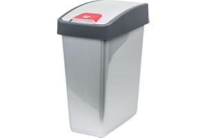 keeeper Cestino Premium con Coperchio Basculante, Soft Touch, 25 L, Magne, Argentato