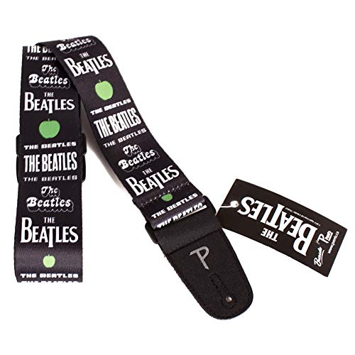 Perri’s Leathers Ltd. - The Beatles - Guitar Strap - Polyester - Green Apples - Official Licensed Product - For Acoustic/Bass/Electric Guitars – Adjustable - Made in Canada (LPCP-6105)