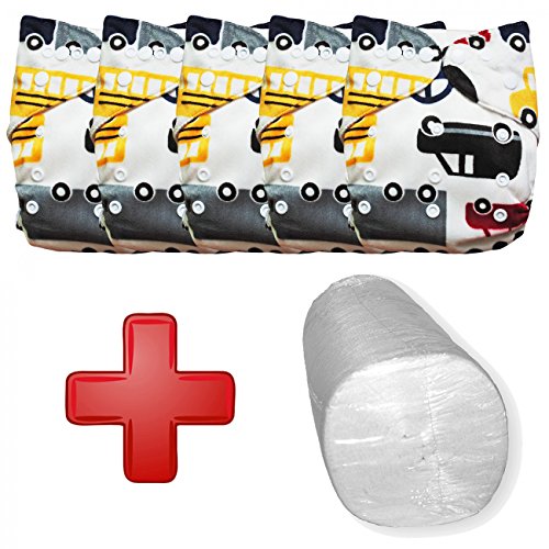 Preisvergleich Produktbild Baby Vivo Baby Bambus Windel Stoffwindel Babytuch Kinderwindel Windel Bambuswindel Mehrzweck Windel Waschbar Wiederverwendbar mit 2 Einlagen - 5er Set - Cars