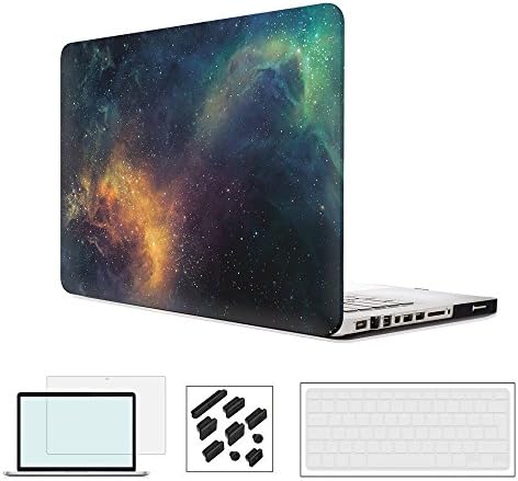 RYGOU 4 in 1 Matte Plactic Galaxy Space Pattern Hard Case Keyboard Cover Screen Protector for Macbook Pro 13" with DVD Drive Model:A1278