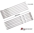 Romanticist Flache Metall Grill Spieße – 42 cm Edelstahl Grillen BBQ Stick Spieße mit Basting Pastry Pinsel – Bild 2