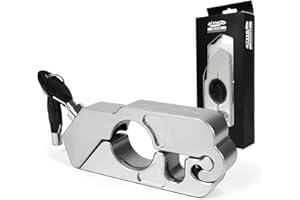 HONEYHOUSE Motorrad Bremsschloss, Silber Universal CNC Aluminium Alloy Motorradlenker Bremshebel Sicherheitsschloss mit 2 Schlüssel, für Motorräder, Roller und Geländefahrzeuge
