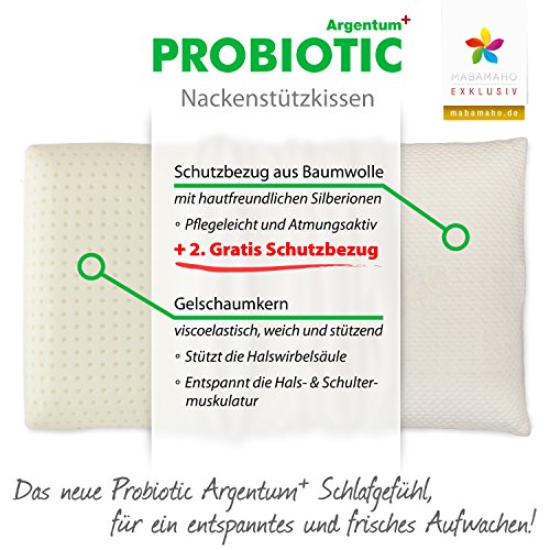 2-tlg MIX-SPAR-Set: 1x (80x40x15cm) Probiotic Ag+ und 1x (40x24x12cm) TRAVEL Nackenstützkissen aus Gelschaum, Orthopädisch & Allergikerfreundlich - 8