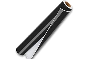 IModeur 7 Ft Black Permanent Vinyl - 30.5 x 213.5 cm Glossy Black Vinyl Self Adhesive Vinyl for DIY Craft, Vinyl with Grid for Cutting Machine, Silhouette Cameo, Birthday Party, Home Decoration