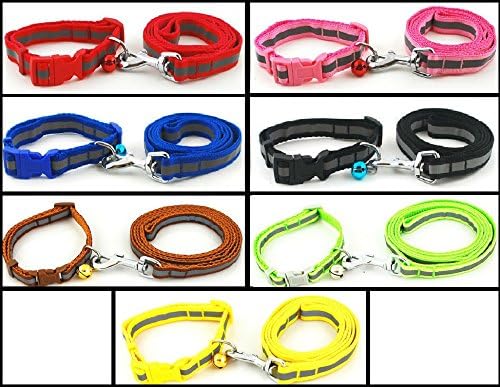 Dog Collar &amp; Lead Leash Set Reflective Puppy XS Small Nylon Terrier Scottish Pink Blue UK (ID Tag, ID Tag)