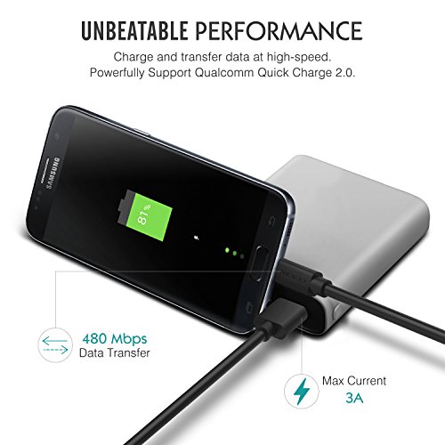 MoKo Reversible USB 2.0 / Micro USB Kabel, (10ft / 3M) USB 2.0 A Stecker auf Micro B Stecker Charge und Sync-Kabel für Android, Samsung, HTC, Nokia, Nexus, Sony, Schwarz - 3