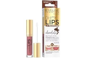 Eveline Cosmetics Oh My Lips Volumizing Lip Gloss con extracto de chile y ácido hialurónico para labios más llenos e hidratados – Aroma a chocolate