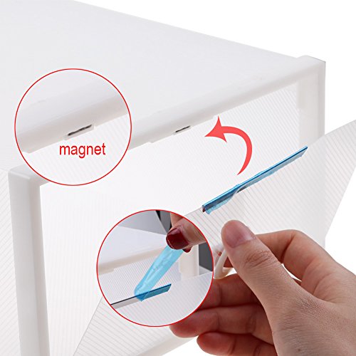 Schuhbox Acelectronic 10 set Plastik Schuhbox Schuhkasten Lagerkasten Clear Boxen Schuhschachtel für Aufbewahrung Schuhe Faltbare Halter für Damen,Multifunktional Organiser (Weiß) - 2