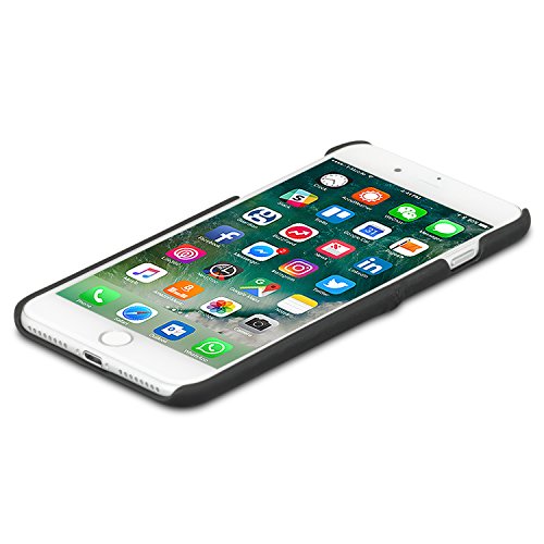KANVASA Funda iPhone 8 Plus Funda iPhone 7 Plus Piel Negro Case Cover Carcasa Tapa Trasera Cards en Piel Aut  ntica Premium con Cartera para Apple iPhone 8 Plus   7 Plus - con Bolsillo Tarjetero