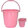 Kuber Industries 2 Pieces Plastic Bathroom Bucket & Mug Set (Pink)