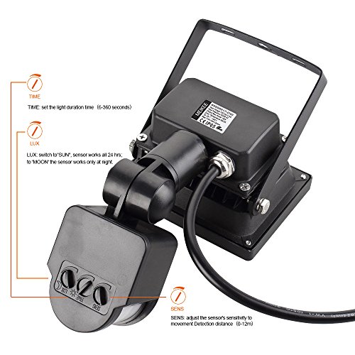 MEIKEE 10W LED Fluter Floodlight Strahler Licht Scheinwerfer Außenstrahler Wandstrahler Schwarz Aluminium IP65 Wasserdicht AC 85 – 265V Tageslichtweiß [Energieklasse A++] - 2