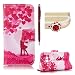 Produktbild SKYXD für Samsung Galaxy J1 2016 Hülle Leder Romantic Couples Folio Klappbar Handy Tasche Schutzhülle [Magnet / Brieftasche Kartenfach / Standfunktion] Klapphülle mit [Handyanhänger + Eingabestift] Zubehör Set für Samsung Galaxy J1 2016 J120F Case Bookstyle Flip Leather Cover With [Stylus and Dust Plug]