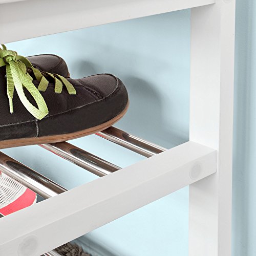 SoBuy® Mini Schuhbank,Sitzbank,Schuhregal, Schuhschrank, Schuhtruhe, Badregal mit 2 Böden,FSR18-K-W - 5