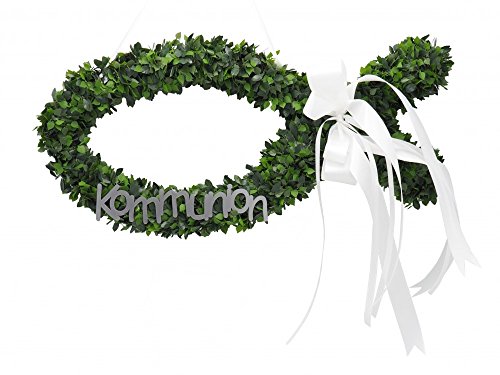 Türkranz Türschmuck Fisch Kommunion Silber mit Schriftzug Türdeko