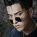 Produktbild juihuihyug Runden Rahmen Sonnenbrille_2018 runden Rahmen Trendy Sonnenbrille Roundup Sonnenbrillen Mode Karte SunStyle Langlauf Sonnenbrille, Gold Frame Dunkelgrün (Wu Yifan)