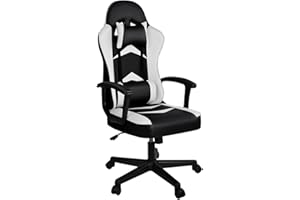T-LOVENDO.ES Silla Gaming Ergonómica Reclinable con Cojín Lumbar y Cervical | Respaldo Alto Acolchado | Altura ajustable | Ruedas Giratorias 360° y Reposabrazos | Ideal Ordenador, Oficina, Videojuego o Escritorio