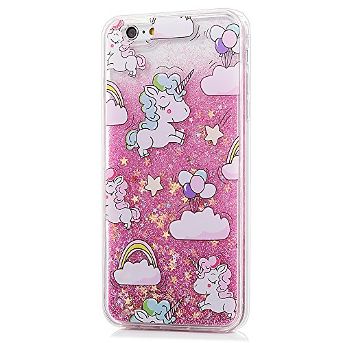 iphone 6/6S Hülle Badalink UltraSlim Schutzhülle TPU+PC Handyhülle Case Cover Treibsand Flüssige Glitzer Glitter Stern Pferd Handytasche Anti-Rutsch Kratzfest - 4